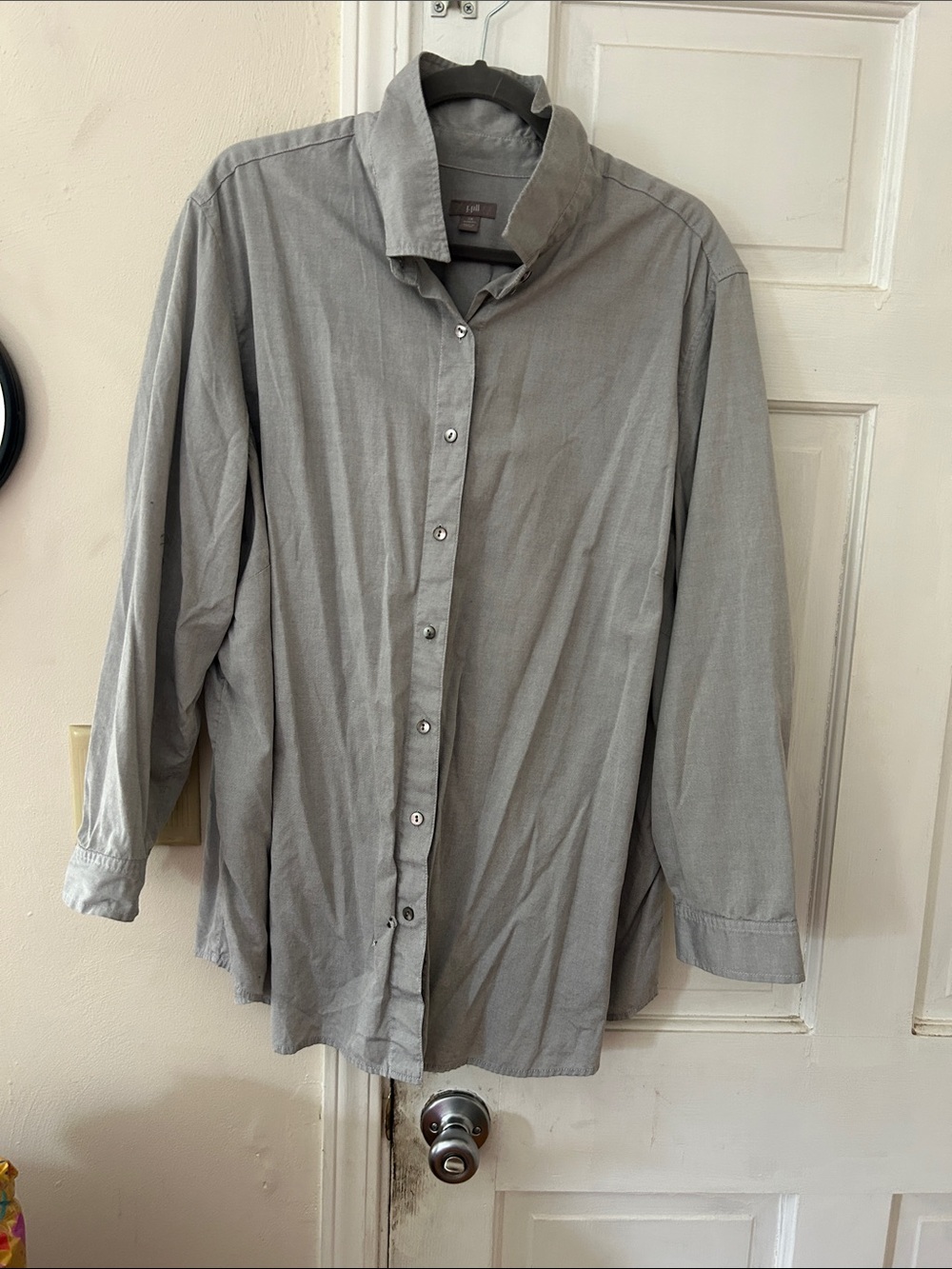 Women Button-Up Shirt in Light Gray
